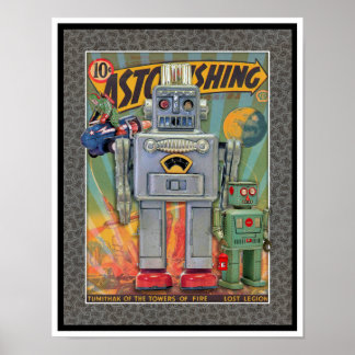VINTAGE MCM SPACE TOYS PRINT POSTER