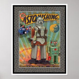 VINTAGE MCM SPACE TOYS PRINT POSTER