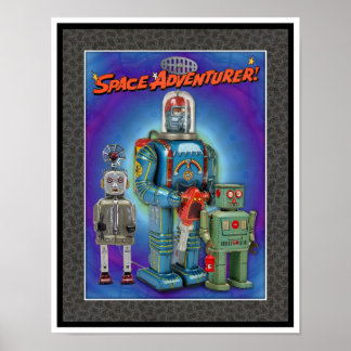 VINTAGE MCM SPACE TOYS PRINT POSTER