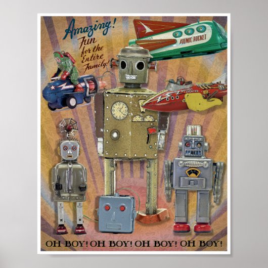 VINTAGE MCM SPACE TOYS PRINT POSTER (Vorne)