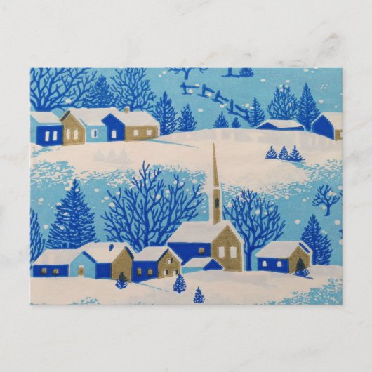 Vintage MCM Weihnachtspostkarte Winterschneeszene Postkarte (Vorderseite)
