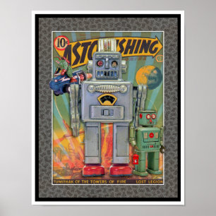 VINTAGE MCM WELTRAUMSPIELZEUGE DRUCK POSTER