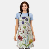 Vintage Meadow Wildflower Hand-Drawn Floral Schürze (Getragen)