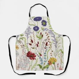 Vintage Meadow Wildflower Hand-Drawn Floral Schürze