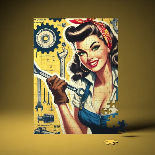 Vintage Mechanic Pin-up Puzzle