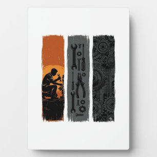 Vintage Mechaniker Werkzeug Zahnrad Triptychon Shi Fotoplatte