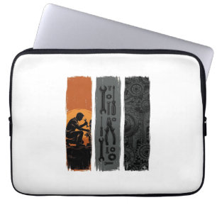 Vintage Mechaniker Werkzeug Zahnrad Triptychon Shi Laptopschutzhülle