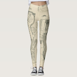 Vintage, mechanisch Zeichnend Industrie Leggings