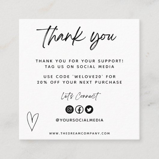 Vintage Media Insert dank Mini-Visitenkarte Quadratische Visitenkarte (Vorderseite)