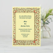 Vintage Medieval Style Floral Vine Wedding Einladung (Stehend Vorderseite)