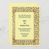 Vintage Medieval Style Floral Vine Wedding Einladung (Vorne/Hinten)