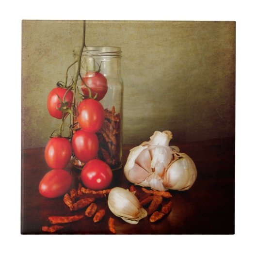 Vintage mediterrane Aromen Fliese (Vorderseite)