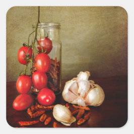 Vintage mediterrane Aromen Quadratischer Aufkleber