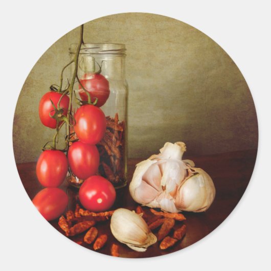 Vintage mediterrane Aromen Runder Aufkleber (Vorderseite)