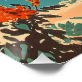 Vintage Mediterranean Coast with Orange Bicycle Poster (Ecke)