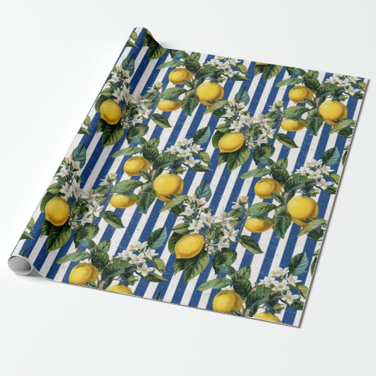 Vintage Mediterranean Lemons Decoupage Geschenkpapier (Ungerollt)