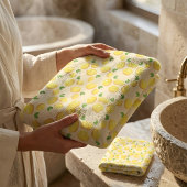 Vintage Mediterranean Yellow Lemon Pattern Badhandtuch Set