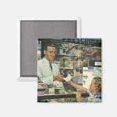 Vintage Medizin, Apotheker und Mädchen Magnet (Vorderseite/Rückseite)