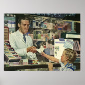 Vintage Medizin, Apotheker und Mädchen Poster (Vorne)