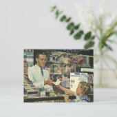 Vintage Medizin, Apotheker und Mädchen Postkarte (Stehend Vorderseite)
