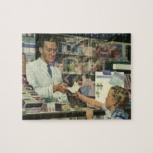 Vintage Medizin, Apotheker und Mädchen Puzzle (Horizontal)