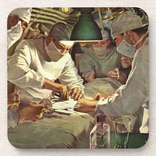Vintage Medizin, Ärzte Darstellende Operation in d Getränkeuntersetzer (Vorderseite)