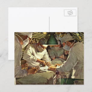 Vintage Medizin, Ärzte Darstellende Operation in d Postkarte