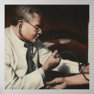 Vintage Medizin, ärztliche Untersuchung eines kran Poster