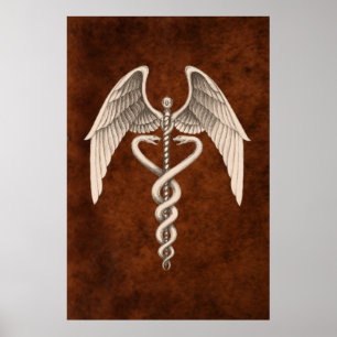 Vintage Medizin Caduceus Symbol Geschäfts-Druck Poster