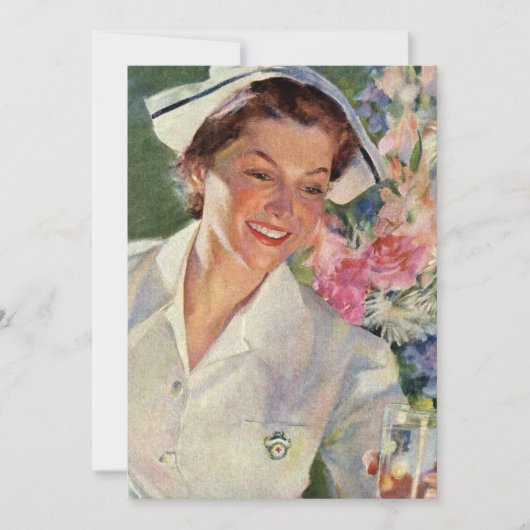 Vintage Medizin, glückliche Krankenschwester in ei (Vorderseite)