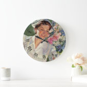 Vintage Medizin, glückliche Krankenschwester in ei Große Wanduhr (Zuhause)