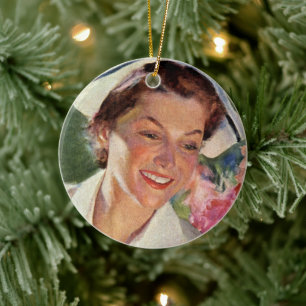 Vintage Medizin, glückliche Krankenschwester in ei Keramik Ornament