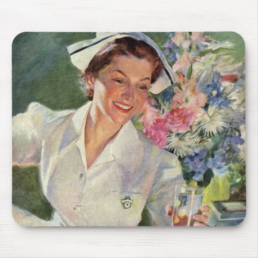 Vintage Medizin, glückliche Krankenschwester in ei Mousepad (Vorne)