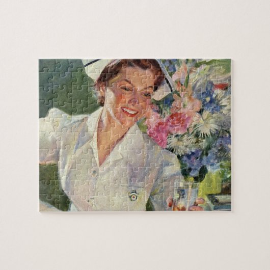 Vintage Medizin, glückliche Krankenschwester in ei Puzzle (Horizontal)