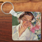 Vintage Medizin, glückliche Krankenschwester in ei Schlüsselanhänger (Vorderseite)