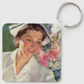 Vintage Medizin, glückliche Krankenschwester in ei Schlüsselanhänger (Rückseite)