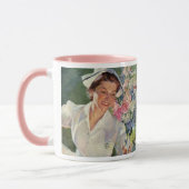 Vintage Medizin, glückliche Krankenschwester in ei Tasse (Links)