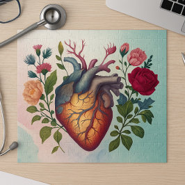 Vintage medizinische Anatomie Blume Arzt Puzzle