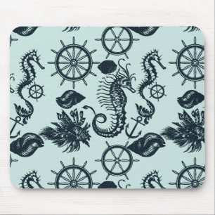 Vintage Meeres-Tier-Muster Mousepad