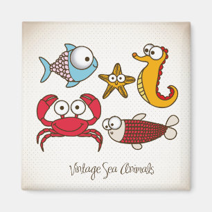 Vintage-Meeres-Tiere-Magnet Magnet