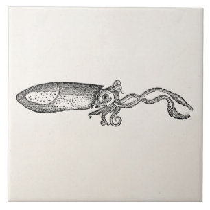 Vintage Meeres-Tintenfisch Personalisierte Leere V Fliese