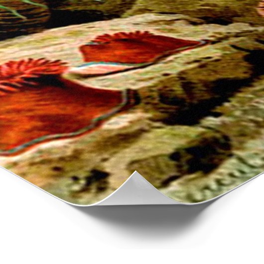 Vintage Meeresanemone Unterwasserwelt Poster (Ecke)
