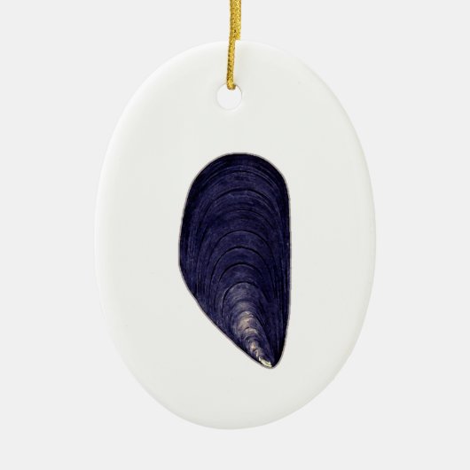 Vintage Meeresfrüchte - Blauer Mussel Keramik Ornament (Vorne)
