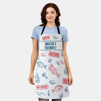 Vintage-Meeresfrüchte-Markt Personalisierte Schürz Schürze