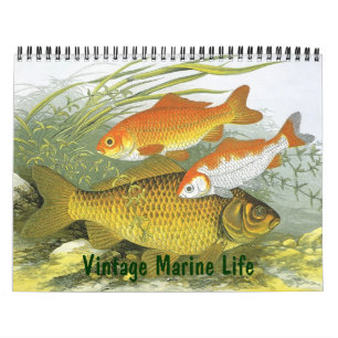 Vintage Meeresleben Fische, Ozeane und Flüsse Kalender