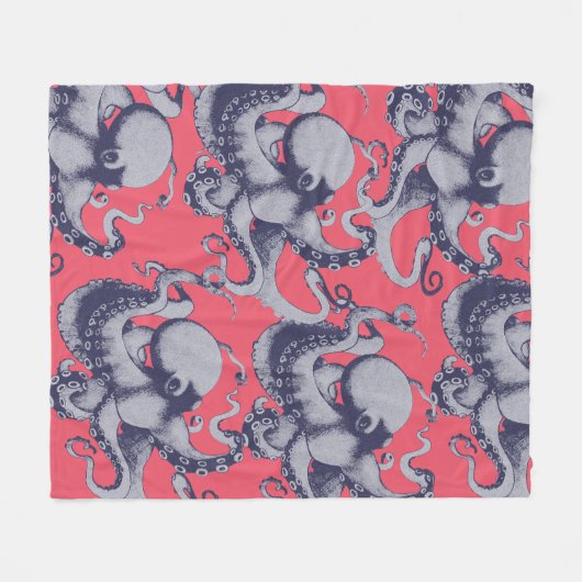 Vintage Meereslebewesen Fleecedecke (Vorderseite (Horizontal))