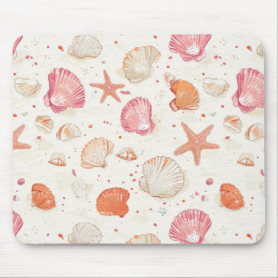 Vintage-Meeresmuschel-Korallenrosa-Terrakotta-Elfe Mousepad