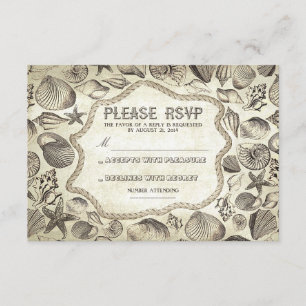 vintage Meeresmuscheln nautische Strandhochzeit RS RSVP Karte
