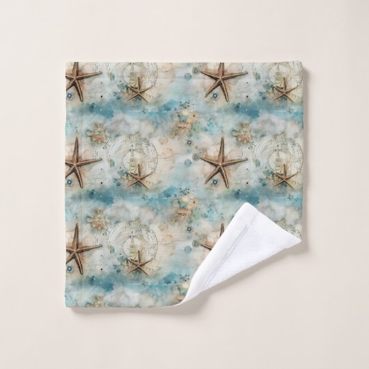 Vintage Meeresschätze Badhandtuch Set (Waschlappen)