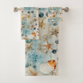 Vintage Meeresschätze Badhandtuch Set